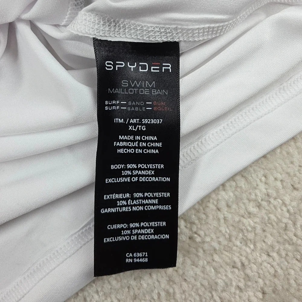 Spyder Swim Rash Guard T-Shirt Mens XL White UPF 30+ Surf Sun Long Sleeve NWT